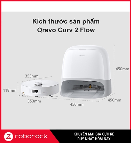 Robot hút bụi lau nhà Roborock Qrevo Curv 2 Flow
