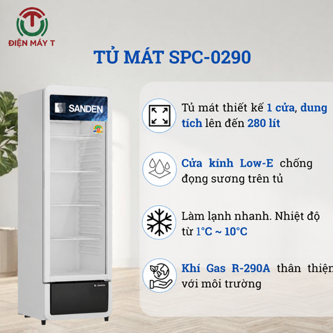Tủ Mát 1 Cánh Sanden 280 Lít SPC-0290