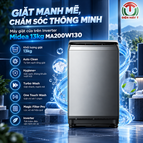 Máy giặt cửa trên inverter Midea 13kg MA200W130