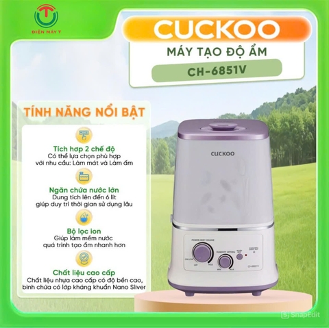 Máy phun tạo ẩm Cuckoo CH-6851V - Hàng Chính Hãng