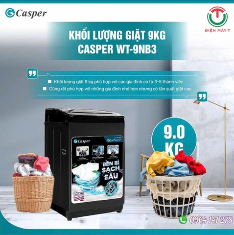 Máy giặt Casper cửa trên 9.0kg WT-9NB3