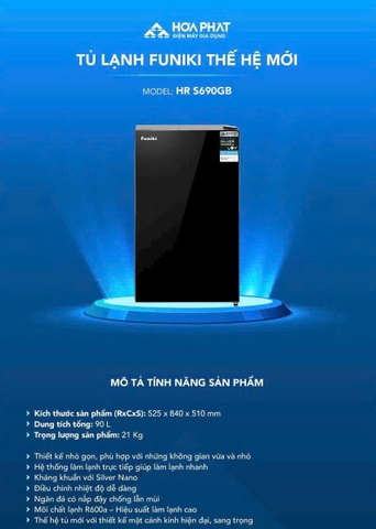 Tủ lạnh mini 90 lít Funiki HR S690GB