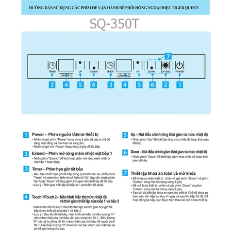 Bếp điện đôi hồng ngoại Tiger Queen SQ-350T