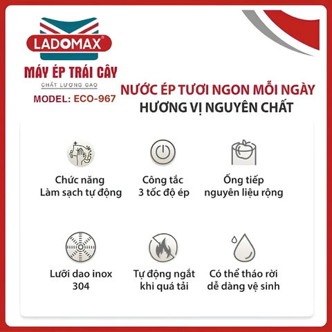 Máy ép trái cây công nghiệp Ladomax ECO-967 loại 2 lưỡi dao