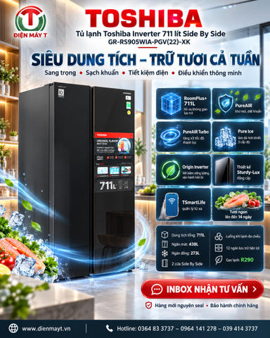 Tủ lạnh Toshiba Inverter 711 lít Side By Side GR-RS905WIA-PGV(22)-XK
