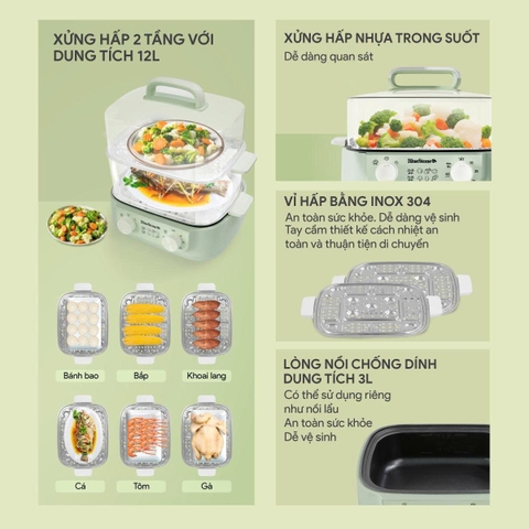 Nồi Lẩu Hấp Điện Đa Năng BlueStone 15 Lít MPB-7235 - 1500W