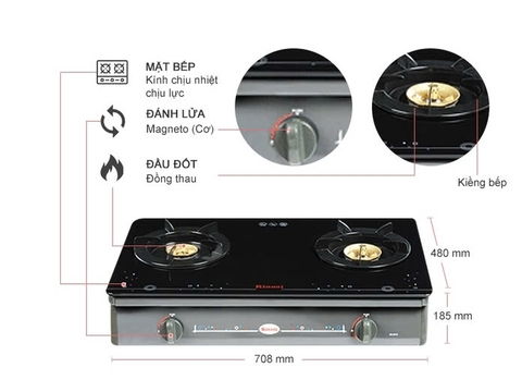 Bếp gas đôi Rinnai RV-8711(GL-B)/(GL-Sp) - Hàng chính hãng