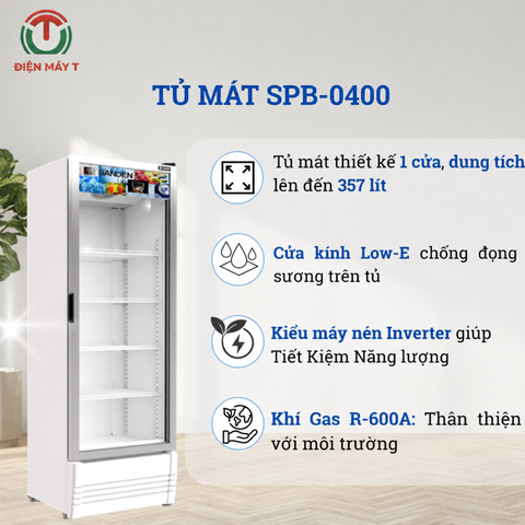 Tủ mát 1 Cánh Inverter Sanden 357 Lít SPB-0400