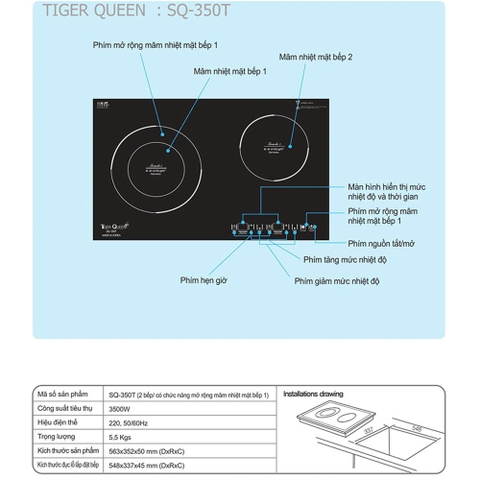 Bếp điện đôi hồng ngoại Tiger Queen SQ-350T
