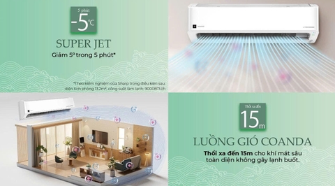 Máy lạnh Sharp Inverter 1.5 HP AH-XP13CHW [2025]