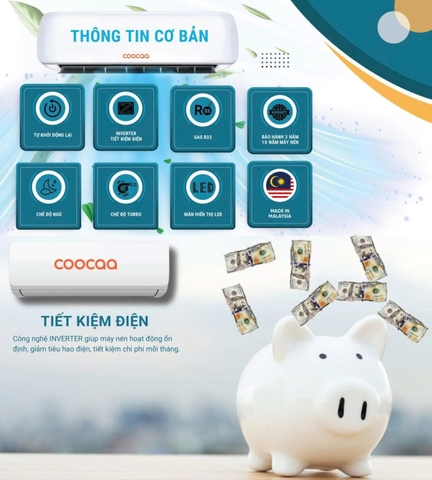 Máy lạnh Coocaa Inverter 1HP SMCC09C-2A2A3NC