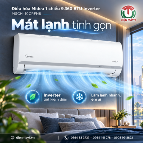 Điều hòa Midea 1 chiều 9.360 BTU Inverter MSCH-10CRFN8