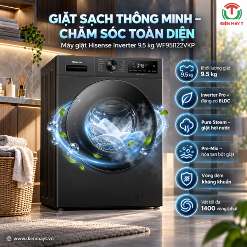 Máy giặt Hisense Inverter 9.5 kg WF95I122VKP