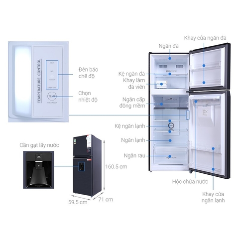 Tủ lạnh Toshiba Inverter 311L GR-RT395WE-PMV(06)-MG