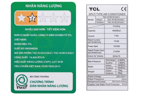 Máy lạnh TCL 2 HP TAC-N18CS/XA21