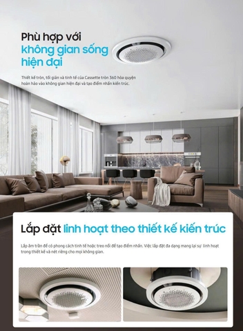 Máy lạnh Cassette Inverter Samsung 46.100btu WindFree™ 360 AC140FE6DKF/EA_3Pha