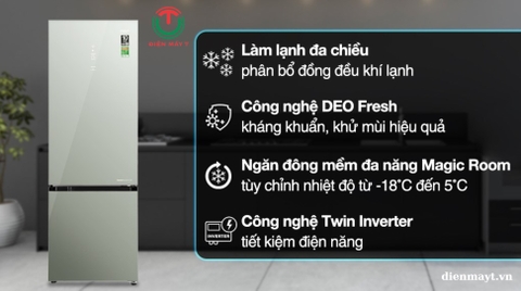 Tủ lạnh Aqua Inverter 324 lít AQR-B380MA(GM)