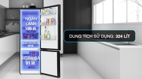 Tủ lạnh Aqua Inverter 324 lít AQR-B380MA(GM)