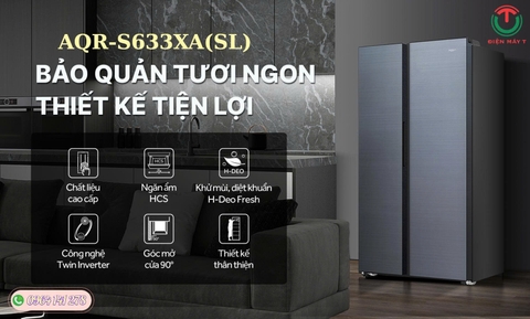 Tủ lạnh Side By Side Aqua Inverter 569 lít AQR-S633XA(SL)