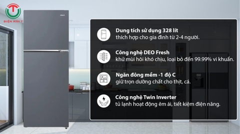 Tủ Lạnh Aqua Inverter 328 Lít AQR-T380FA(SL)