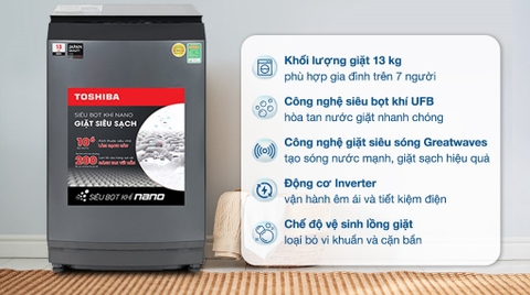 Máy giặt Toshiba Inverter 13 kg AW-DUM1400LV