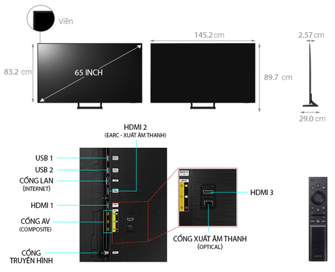 Smart Tivi Samsung Crystal UHD 4K 65 inch UA65AU9000KXXV