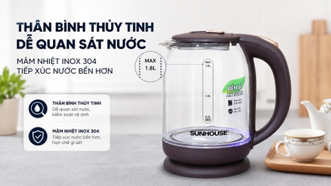 Bình đun siêu tốc Sunhouse 1.8 lít SHD1212