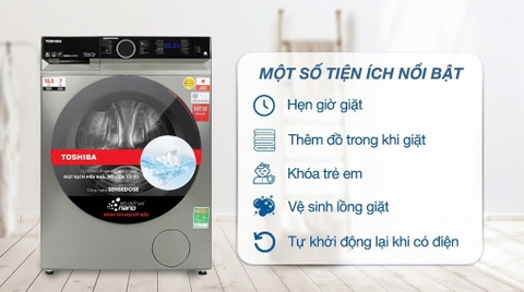 Máy giặt sấy Toshiba Inverter TWD-BM115GF4V(SK)  - Giặt 10.5 kg - Sấy 7 kg