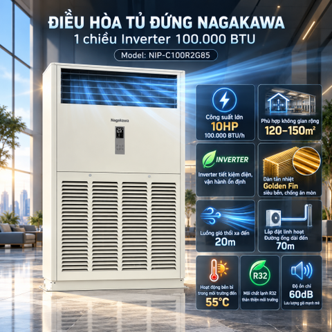 Điều hòa tủ đứng Nagakawa 1 chiều Inverter 100.000 BTU NIP-C100R2G85