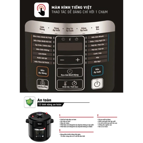 Nồi áp suất điện đa năng Tefal 6 lít CY601868 _ Hàng chính hãng