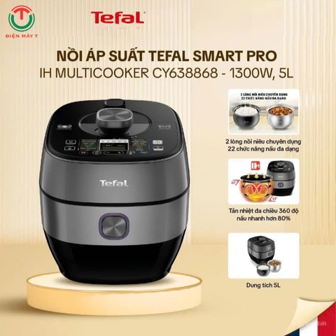 Nồi áp suất điện Tefal Smart Pro CY638868 - 5L - 1000W _ Hàng chính hãng