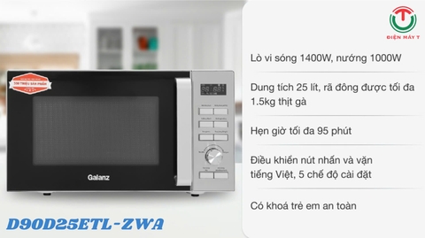 Lò vi sóng có nướng 25 lít Galanz D90D25ETL-ZWA