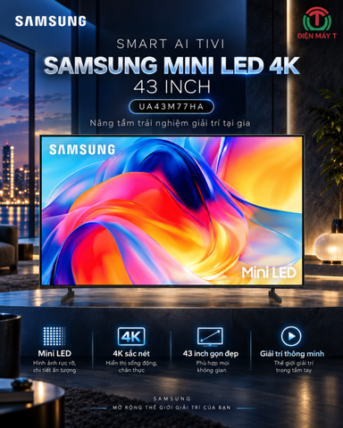 Smart Tivi Mini LED Samsung AI 4K 43 inch UA43M77HA