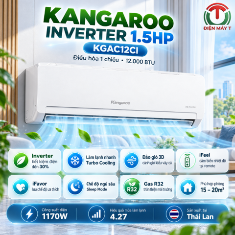 Điều hòa Kangaroo Inverter 1.5 HP KGAC12CI