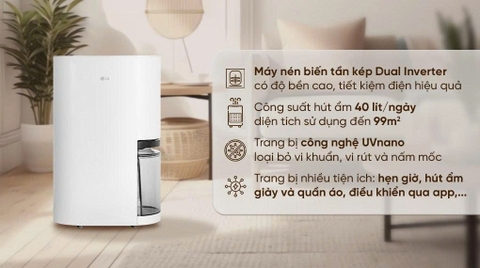 Máy hút ẩm LG Dual Inverter DD23GMWE1.ABAE