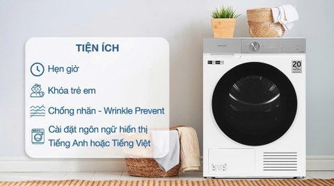 Máy sấy bơm nhiệt Samsung Bespoke AI 9 kg DV90BB9440GH/SV