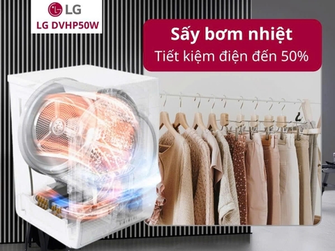 Máy Sấy Bơm Nhiệt LG Inverter 10.5 Kg DVHP50W