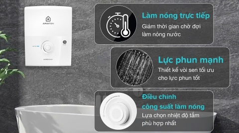 Máy nước nóng trực tiếp Ariston 4500W AURES EASY 4.5 P _ Có bơm