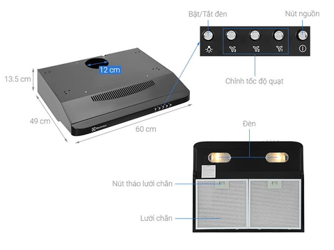 Máy hút mùi âm tủ Electrolux EFT6032K