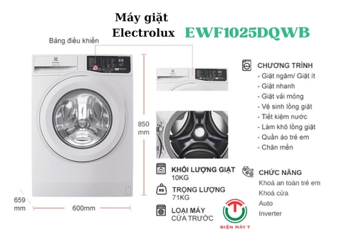 Máy giặt Electrolux Inverter 10 kg EWF1025DQWB