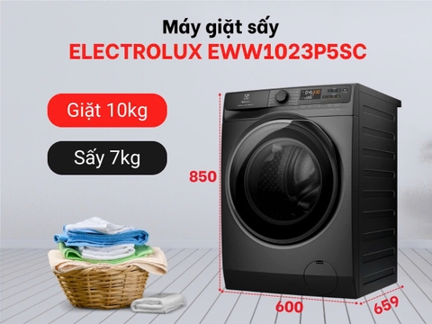 Máy giặt Electrolux Inverter Giặt 10Kg Tích hợp sấy 7Kg EWW1023P5SC