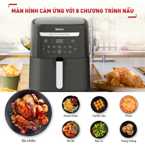 Nồi chiên không dầu Tefal 2in1 Easy Fry & Grill 6.5L XXL EY801815 _ Hàng chính hãng