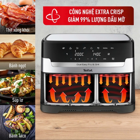 Nồi chiên không dầu 2 ngăn Tefal EY905D10