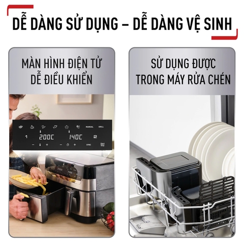 Nồi chiên không dầu 2 ngăn Tefal EY905D10