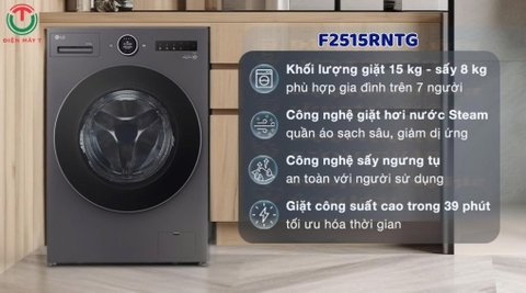 Máy giặt sấy LG Inverter giặt 15 kg - sấy 8 kg F2515RNTG