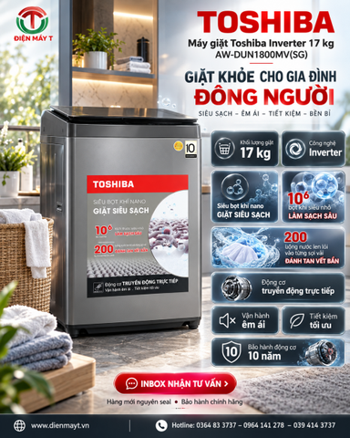 Máy giặt Toshiba Inverter 17 kg AW-DUN1800MV(SG)