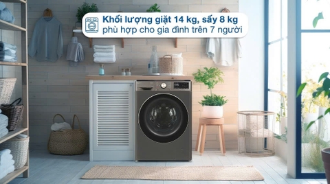 Máy giặt sấy LG AI DD Inverter FV1414H3BA - Giặt 14 kg - Sấy 8 kg