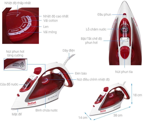 Bàn ủi hơi nước 2600W Tefal FV5717E0