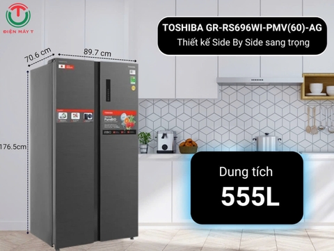 Tủ lạnh Toshiba Inverter 555 lít Side By Side GR-RS696WI-PMV(60)-AG