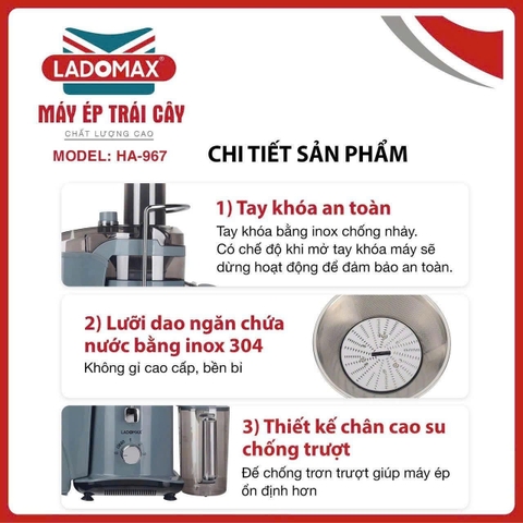 Máy ép trái cây công nghiệp 1180w Ladomax Ha-967